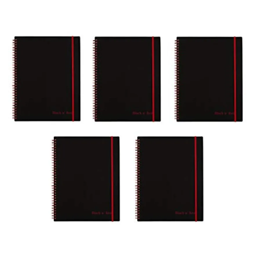

Black n' Red Twin Wire Poly Cover Notebook, 11" x 8-1/2", Black/Red, 70 Ruled Sheets. Sold as 5 Pack K66652