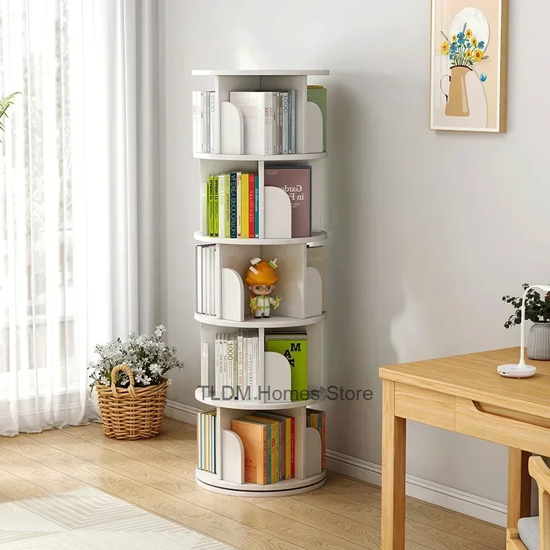 Rotating Bookcase Storage Floor Stand Simple Kids Picture Book Shelf Student Estanteria Libros Modular Furniture