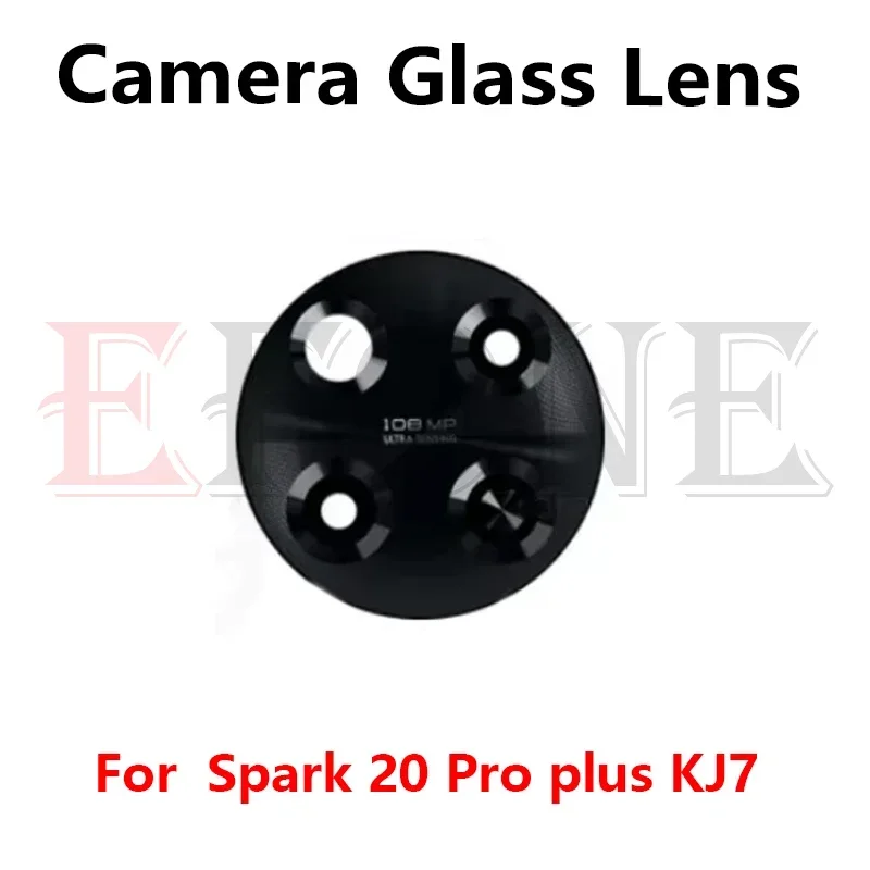 Para tecno faísca 20 10 9 8p 8c 7 pro plus 10c 9t 7t kj5 ki5q kh7 ki5k kg7 vidro da câmera traseira traseira com adesivo