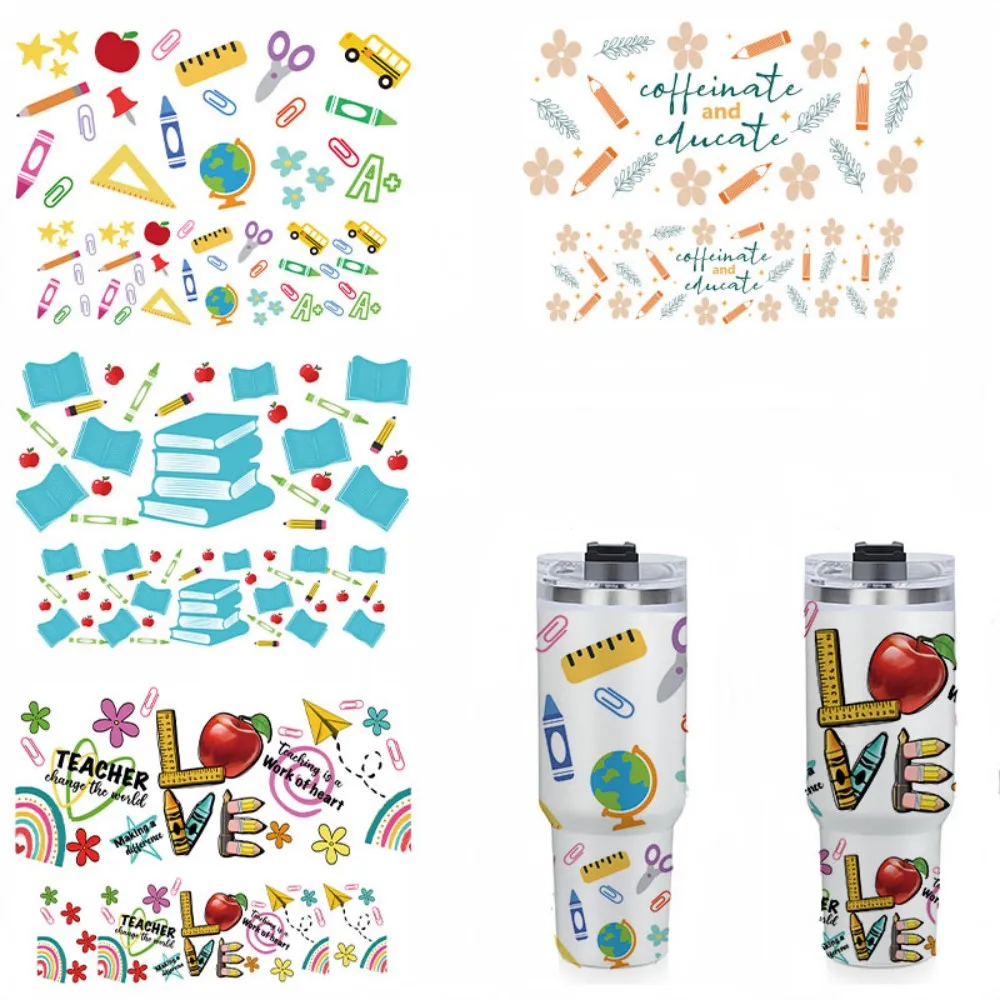 

УФ-наклейки для чашек DTF — 5 листов, УФ-обертывания для чашек DTF для стеклянных бутылок с водой на 40 унций