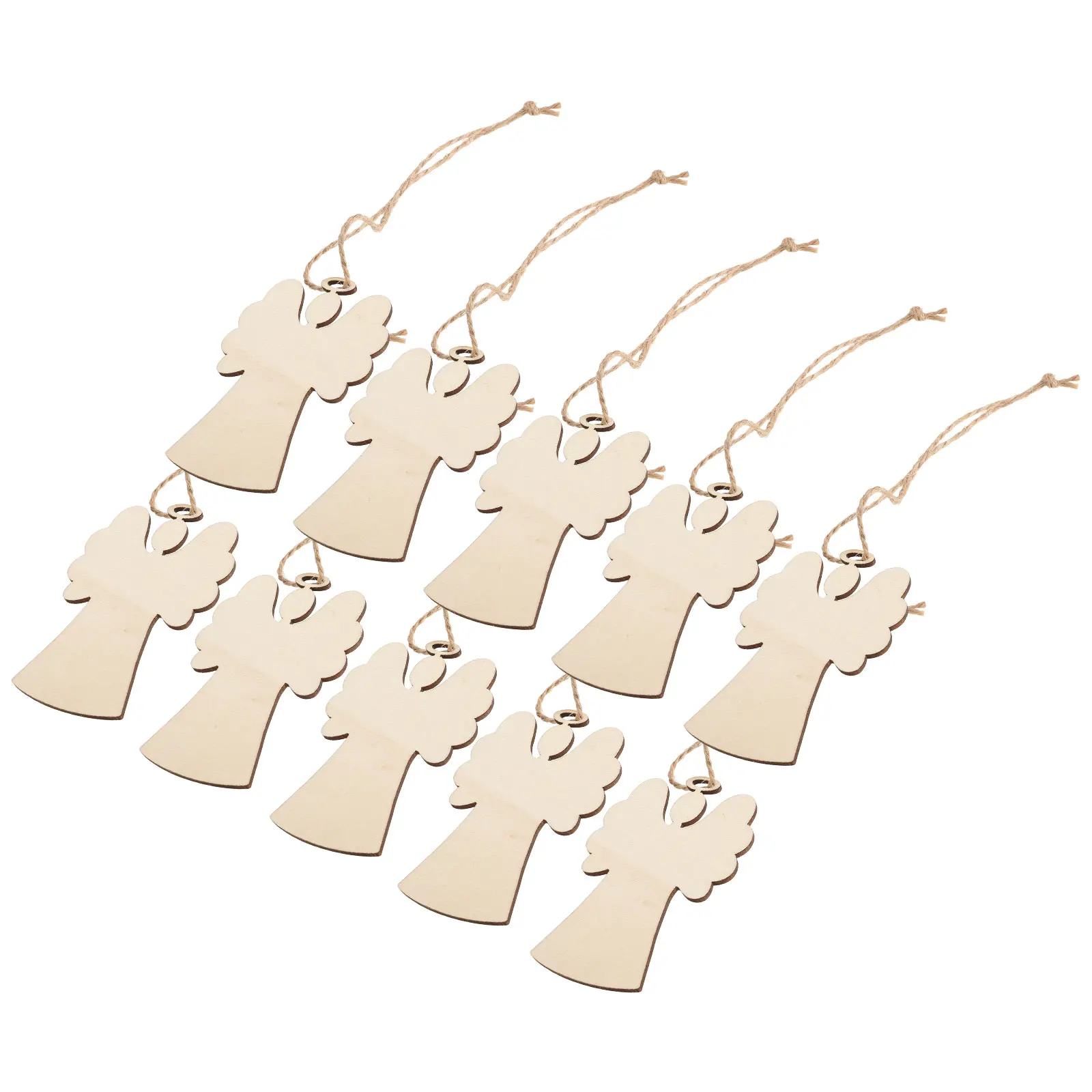 

10Pcs Wooden Angel Ornaments Christmas Hanging Decorations for Tree Wedding Festival Holiday Party Home Garden Decor