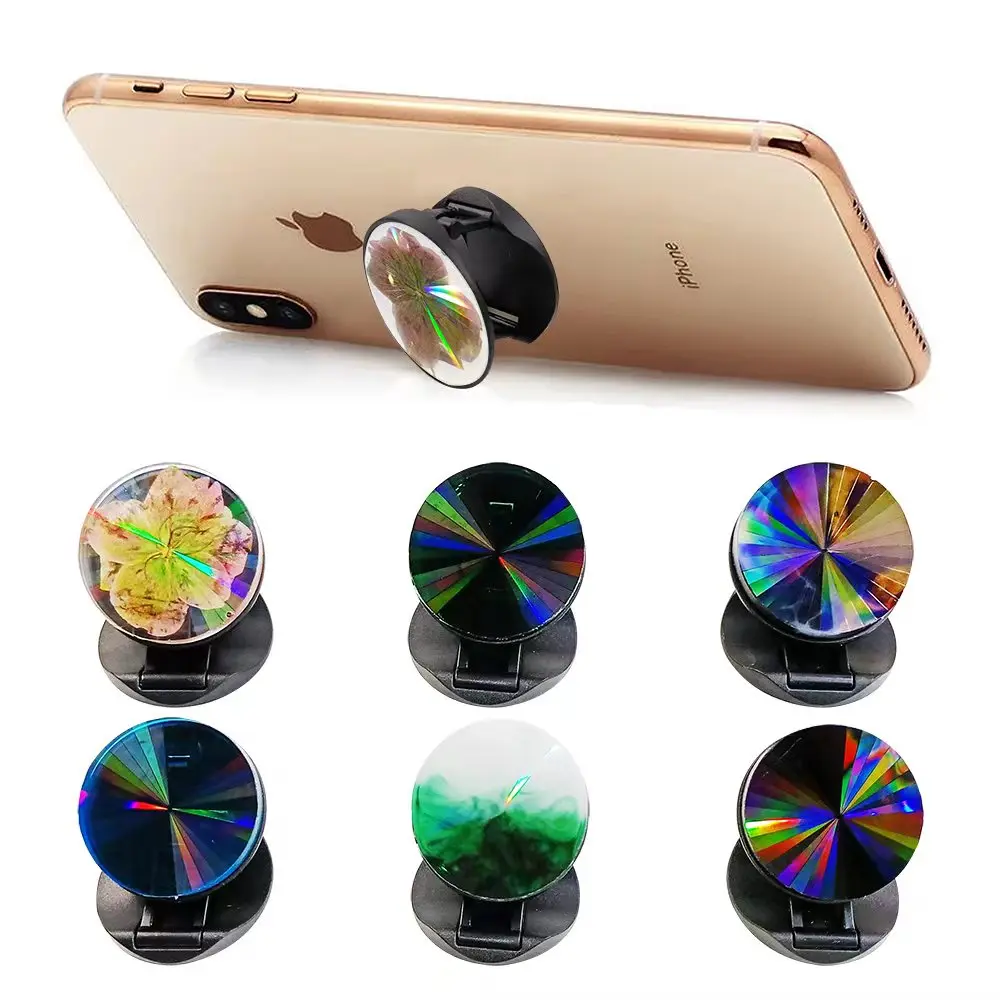 Holographic Light and Shadow Phone Stand Silicone Mold Decorative Sticker Grips Crystal Epoxy Resin Mold