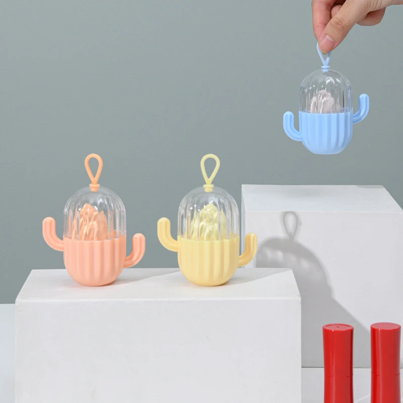 Nuevo juego de caja de almacenamiento de huevos de maquillaje de Cactus, esponja para polvos fácil de llevar, almacenamiento de huevos, suministros de maquillaje, esponja de maquillaje