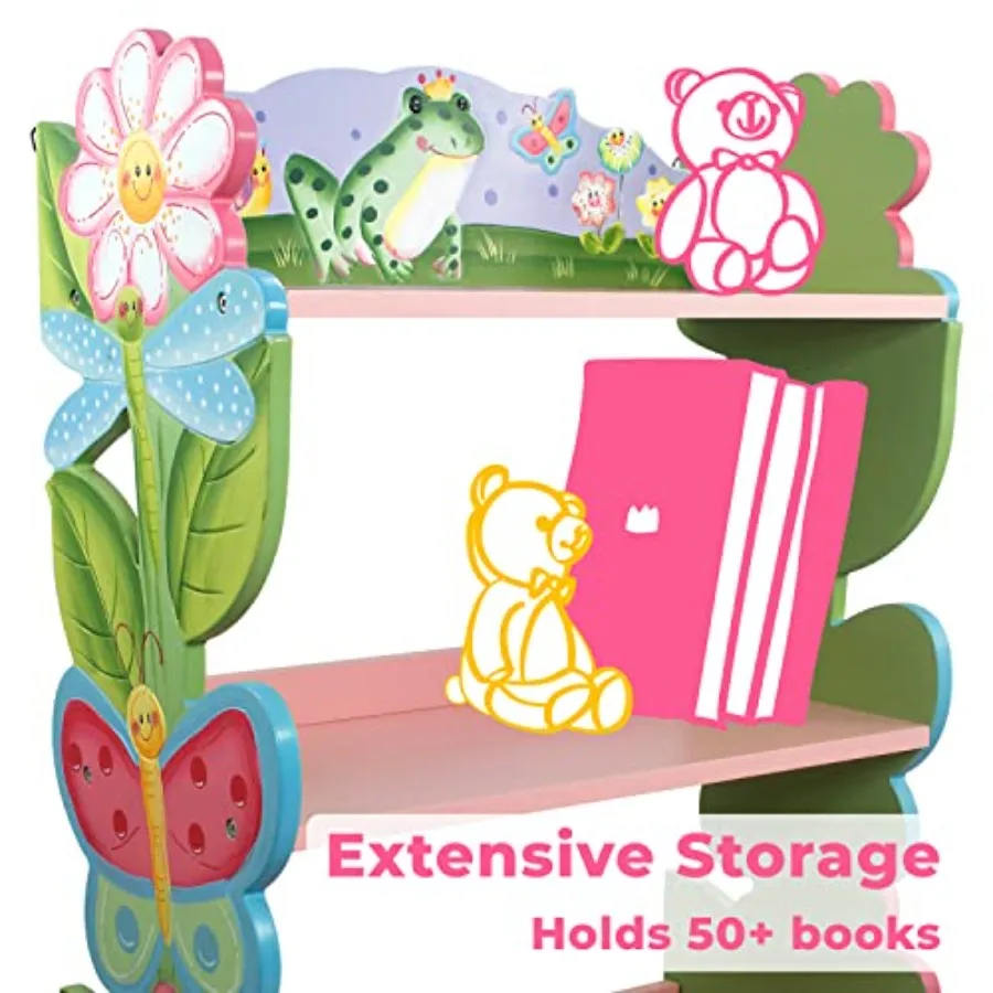 Fantasy Fields Magic Garden Multi-Tiered Wooden 's Bookshelf and Storage Drawers Multicolor