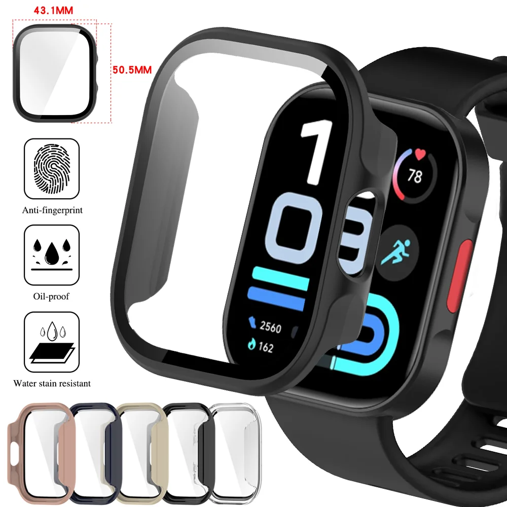 Tempered Glass+PC Case for Redmi Watch 6 Active 6 Lite Anti-fall Full Covering Bumper Protector Shell Redmi Watch 6 Lite Cover