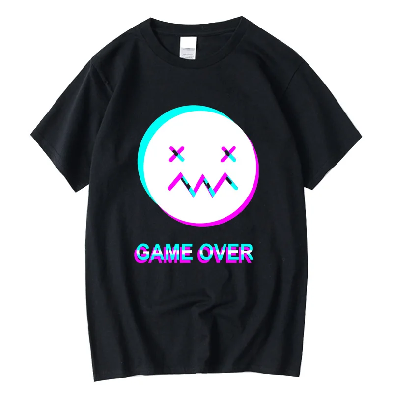 High Quality Men's Funny Game over T-Shirt 100% Cotton Hand-Painted Custom Design Clothing XINYI