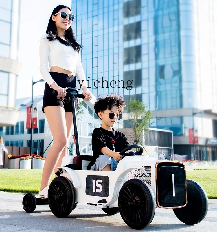 Tqh Four-Wheel with Hand Push Baby Walking Baby Child Toy Car Can Sit Adult Parent-Child Stroller