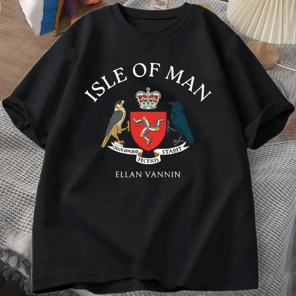 Isle of Man T-shirt Summer Men's Tracksuit Letter Print Crew Neck Short Sleeve Top Casual Sportswear Breathable Cotton Pullover