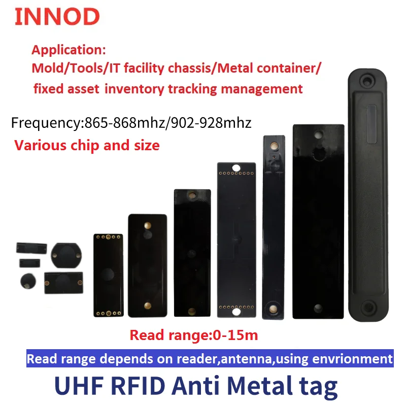 창고 관리를 위한 Alien H3 칩 판독 범위 0~8m를 갖춘 860~960Mhz ABS rfid uhf 방지 금속 태그