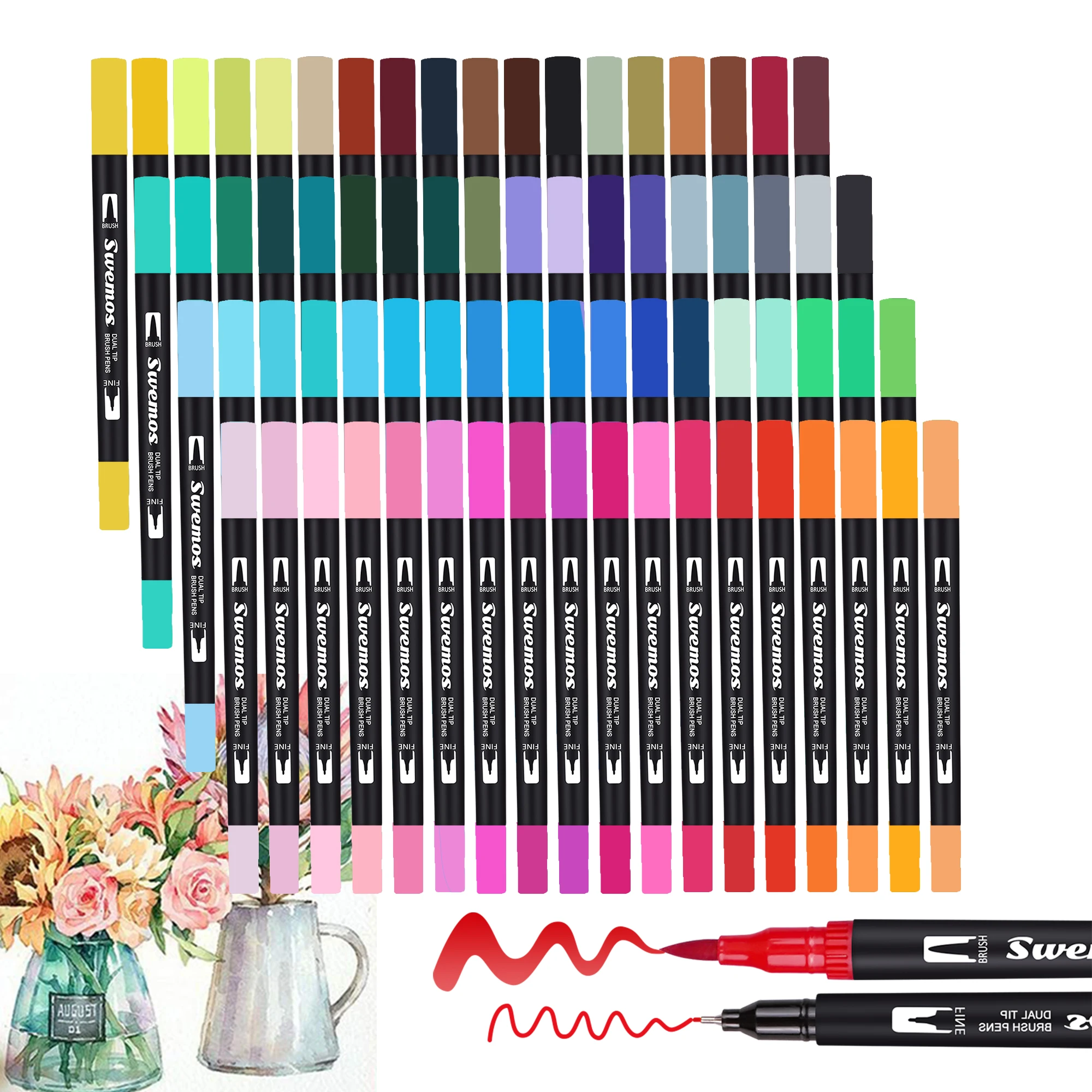

72 Colors Art Manga Markers Set Dual Tip Brush Pen, Professional Coloring Markers Fine Point Kids Artist Drawing Paintings