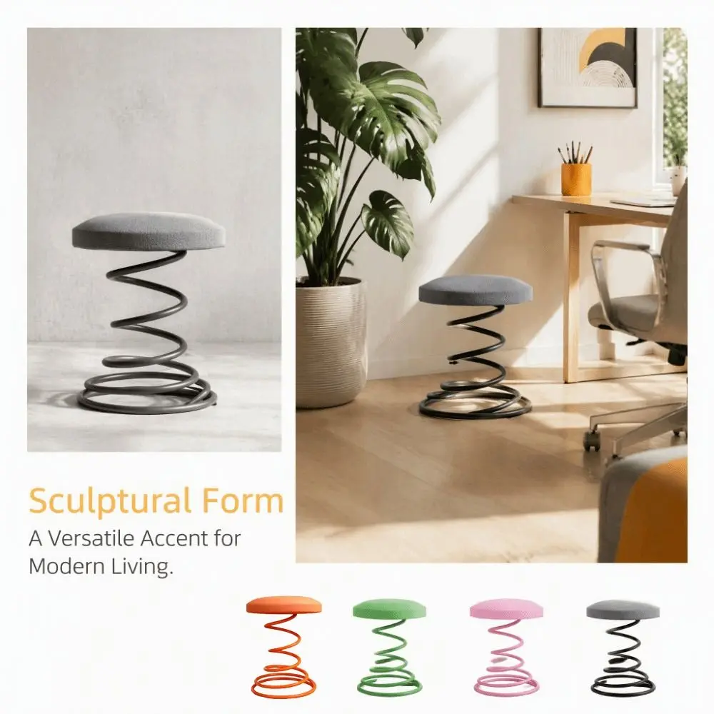 Luxury Modern Iron Spring Stool Minimalist Design Light Luxury Restaurant Stool Low Stool Mid Century Computer Chair Living Room