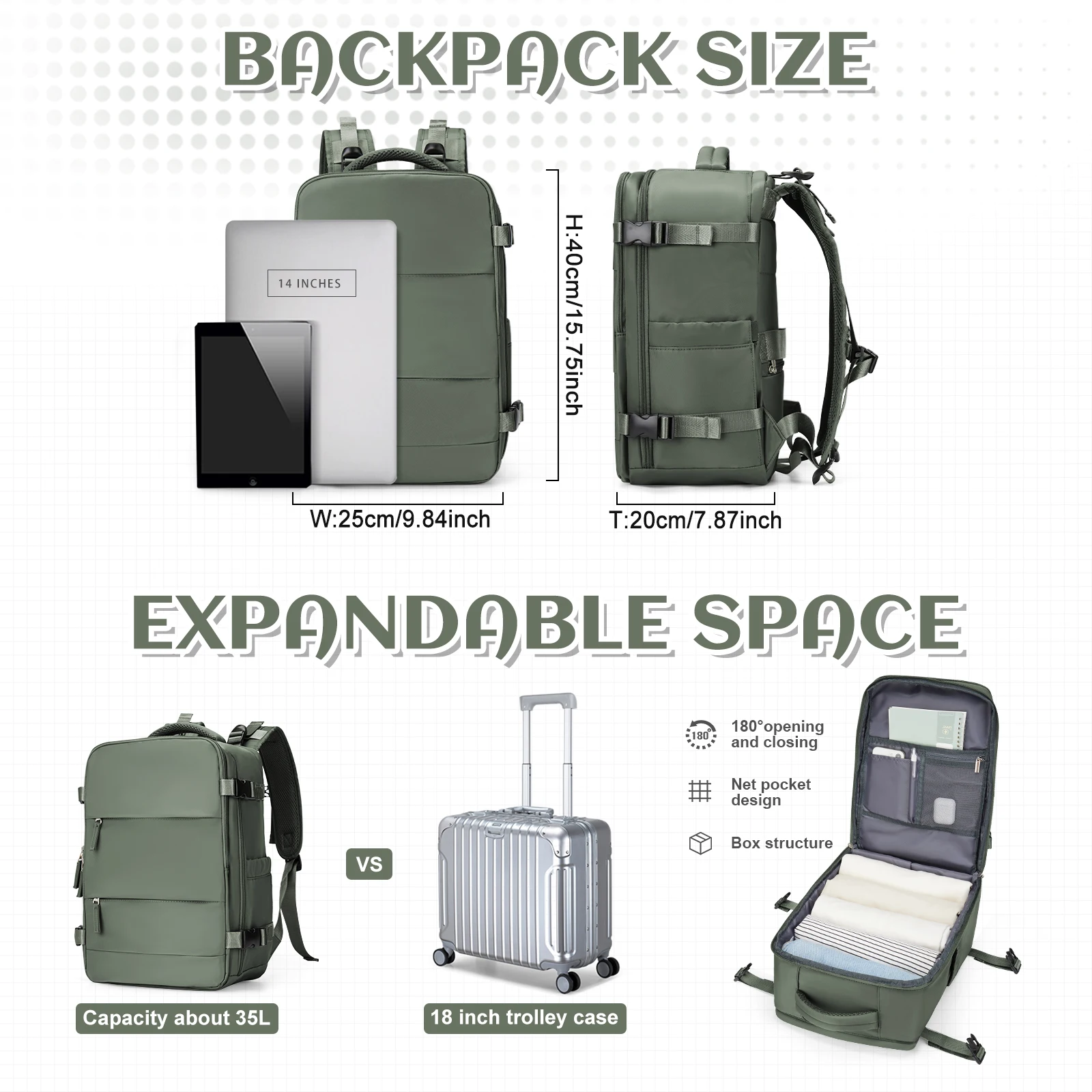 Ryanair Backpack 40x20x25 Cabin Bag Travel Backpack Easyjet, Multi Functional, Large Capacity, Lightweight, Leisure Computer Bag