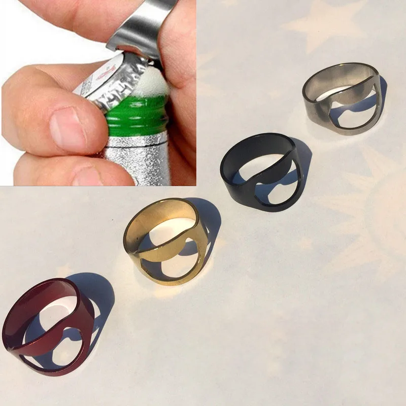 Stainless Steel Ring Bottle Opener Creative Beer Bottle Opener Finger Ring Bottle Opener Beer Bottle Keychain Kitchen Tool