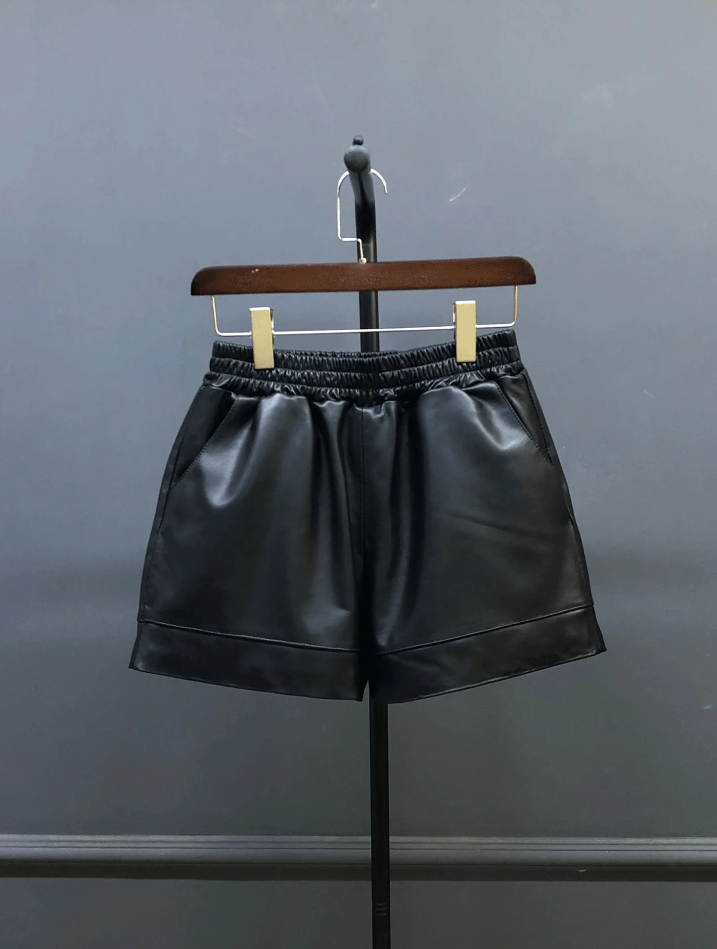 

Real Leather orts Women's eepskin Elastic Waist Outdoor Wear Versatile Leather Pants Boot Pants New Faion Casual Wide L...