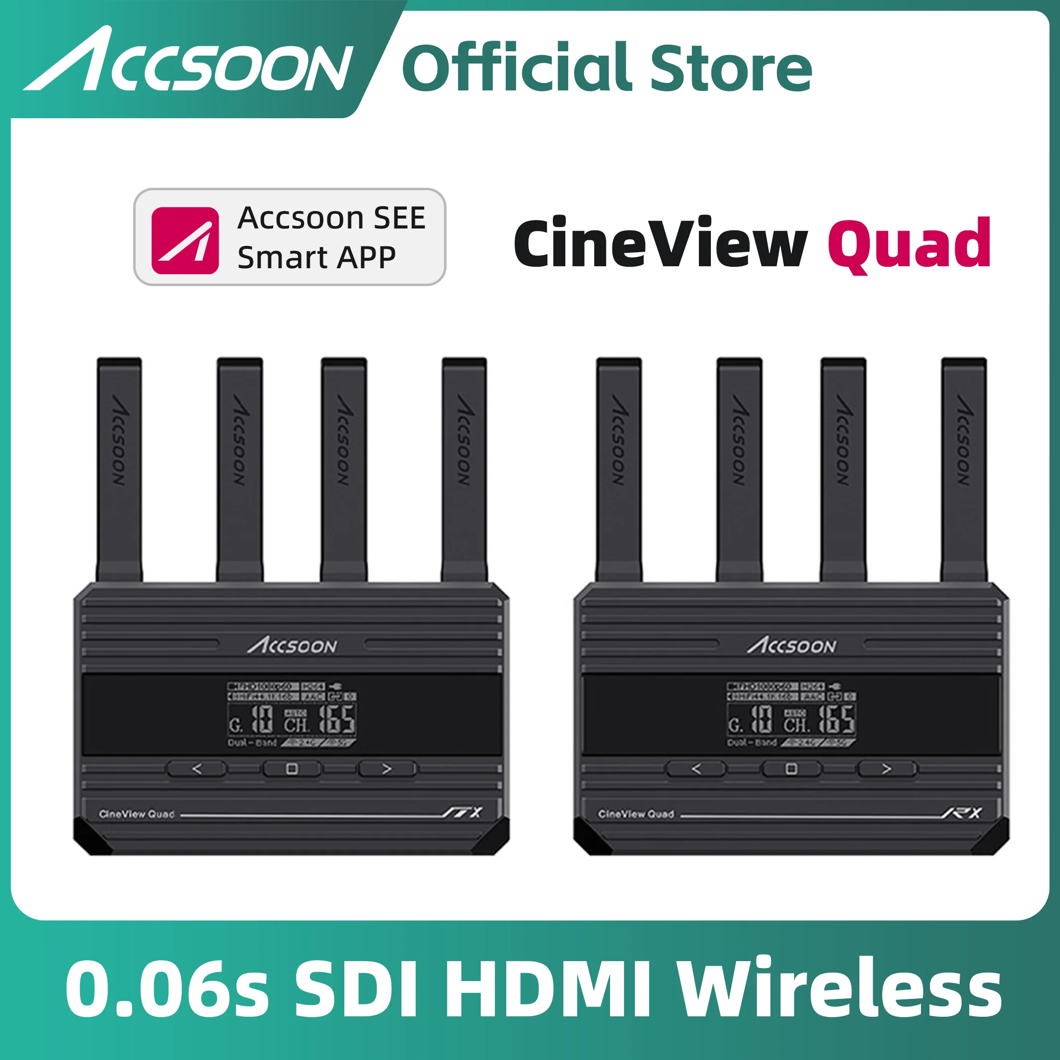 ACCSOON CineView Quad  SDI HDMI Wireless Video Transmission 1080P 0.06s with smart APP