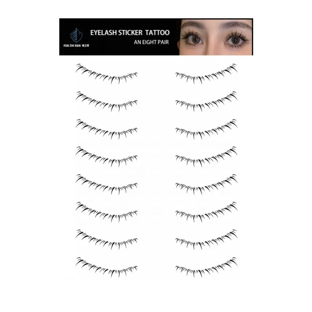 

8/10Pairs Multi-Style Lower Eyelash Tattoo Stickers 3D Waterproof False Eyelashes Stickers Black Disposable
