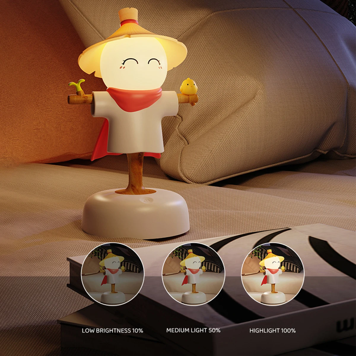 1pc-かかしナイトライト、子供用ソフト-led-ランプ、usb-充電式ベッドサイドライト、かわいい保育園の装飾睡眠補助ギフト
