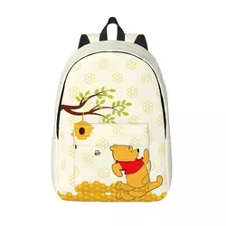 Custom Winnie Pooh Bear Cartoon Travel Canvas Backpack Women Men School Computer Bookbag College Student Daypack Bags