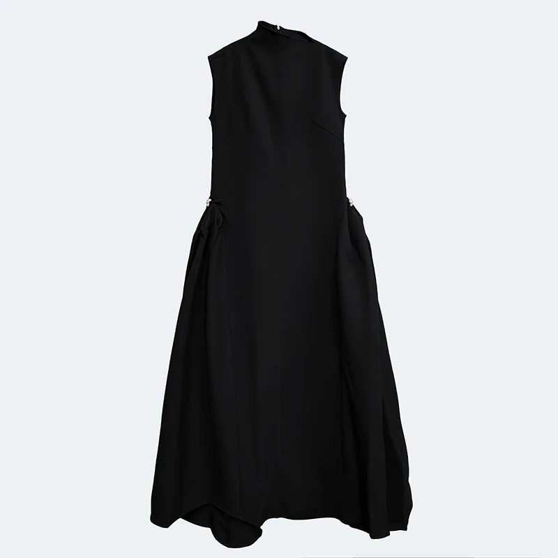 SuperAen Korean Style Fashion Simple Waist Black Dress Elegant Pullover Sleeveless Ball Gown Long Dresses