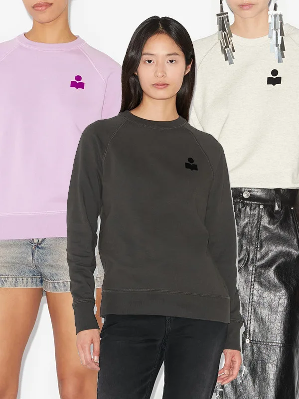 

Весна 2026: Женская классическая флисовая толстовка с логотипом, укороченная, с круглым вырезом, на шнурке, из хлопка, в французском стиле, свободного кроя