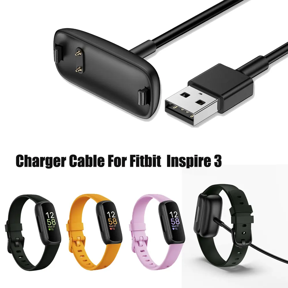 1 pcs USB Charging Cable for Fitbit Inspire 3 Smart Watch Charger For Fitbit Inspire 3 Replacement USB Charger Cradle Dock 100cm