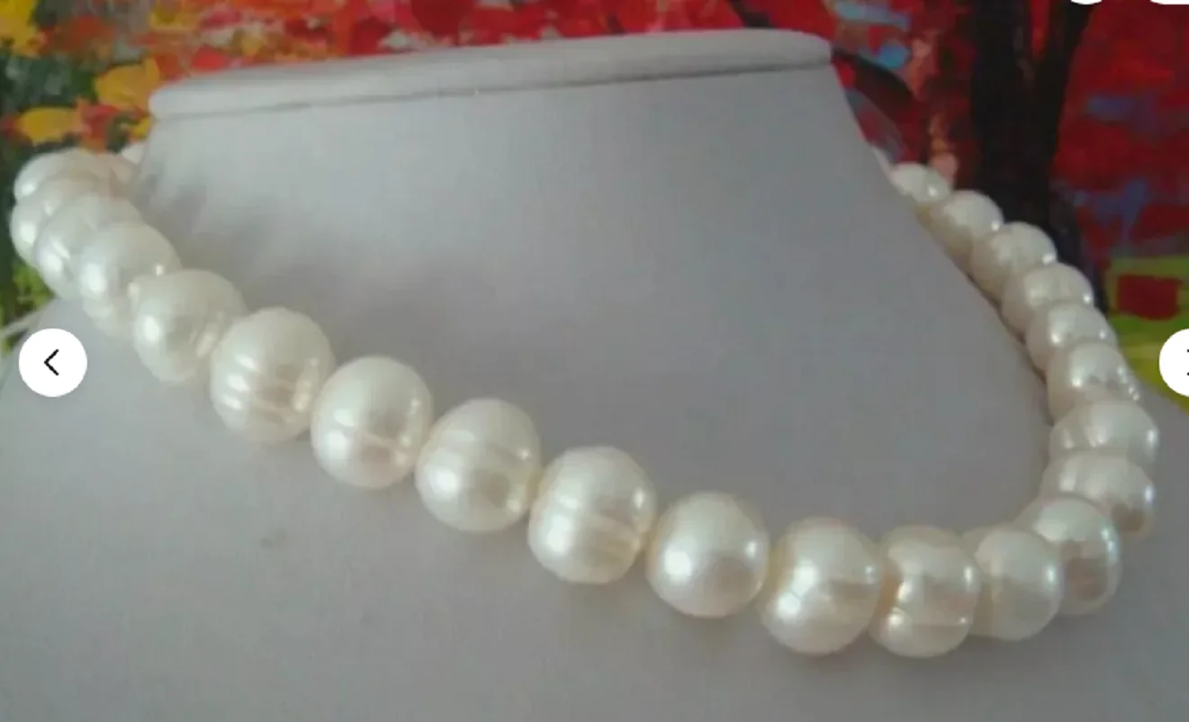 Customized Jewelry 18 inch Giant AAA Natural 12-13mm South Sea White Baroque Pearl Necklace 14K