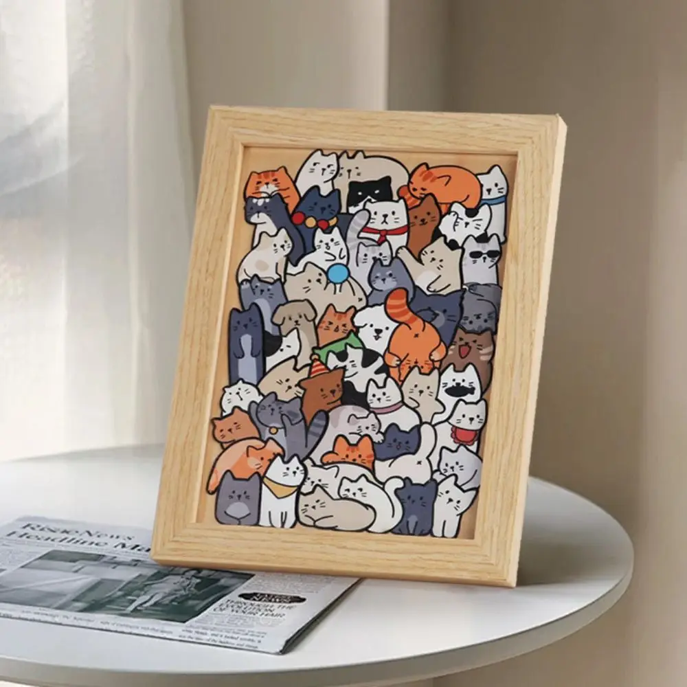 Puzzles d'animaux de forme irrégulière pour enfants, jeux de table, chat en bois, forme de dessin animé, chien, Krasnoanimal