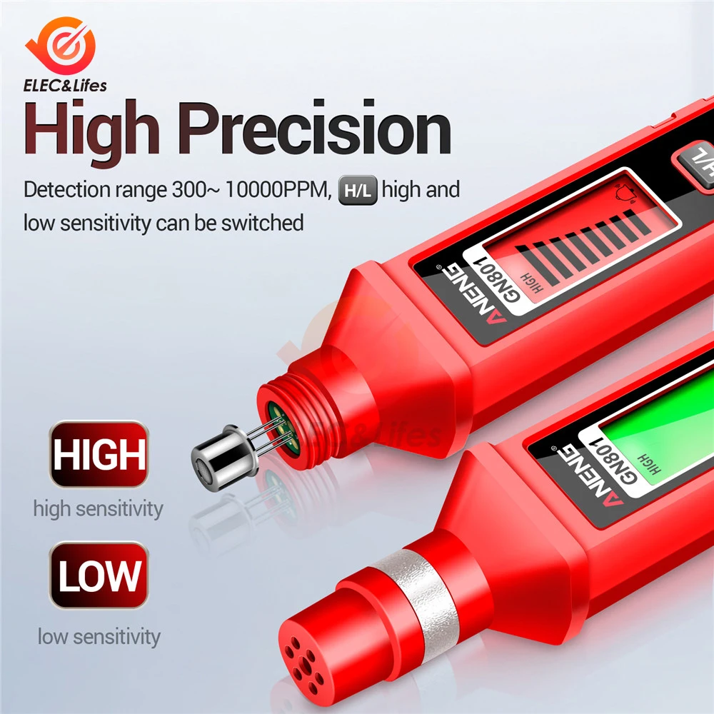 Detector semiconductor sensible a Gas GN801, analizador de fugas de Gas de 300 ~ 10000PPM, medidor de Combustible, herramienta de Sensor de prueba ambiental