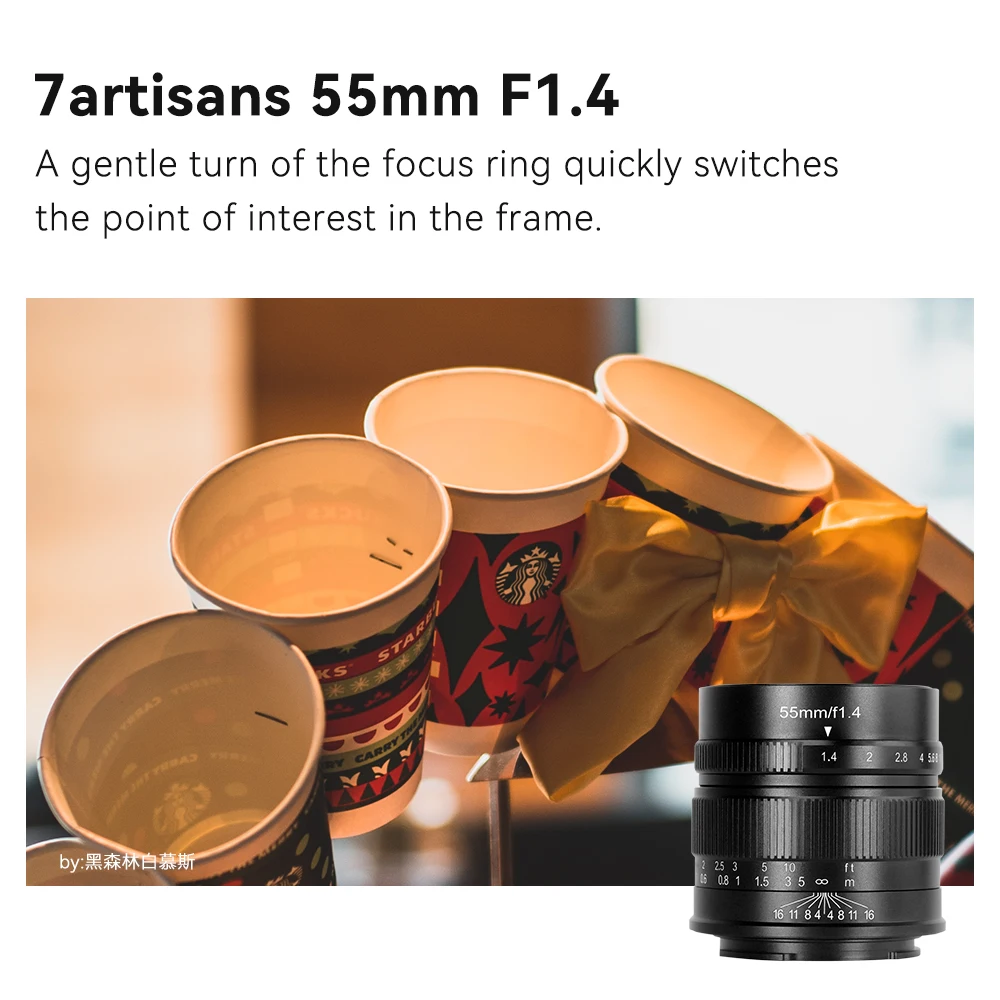 7artisans 55mm F1.4II Large Aperture Portrait Prime Lens for Sony E Canon EOS-M Fuji XF Micro 4/3 M43 Nikon Z Canon R R6 Zfc zve