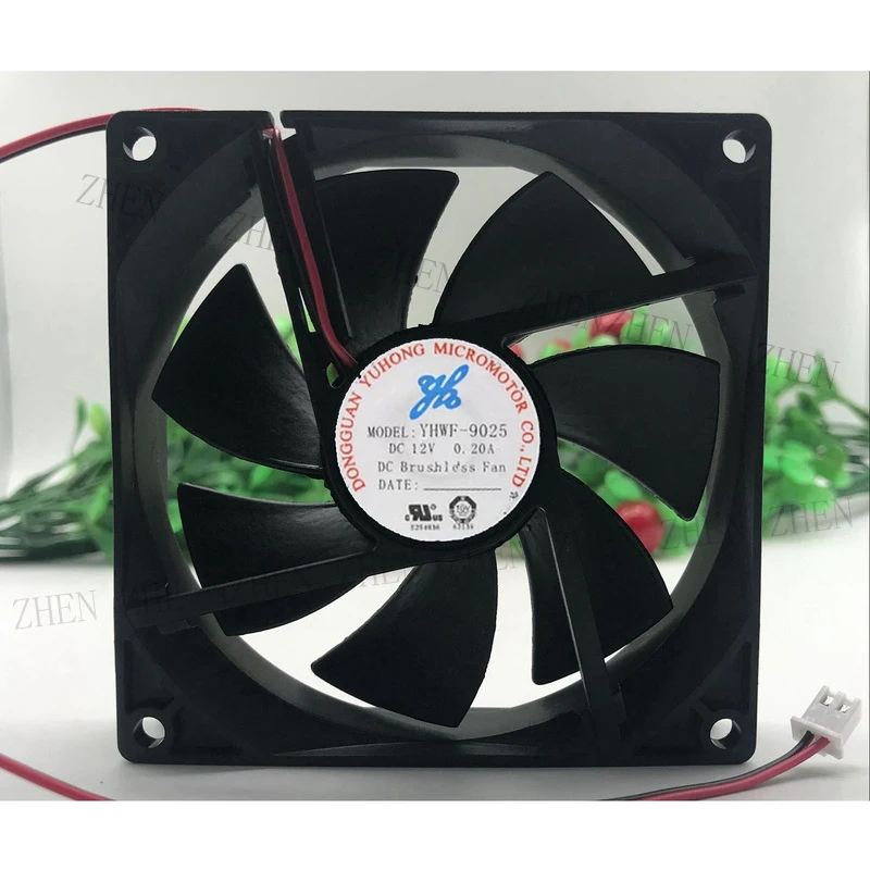 S New for YHWF-9025 12V 0.20A 9CM 2-wire silent radiator fan#QW