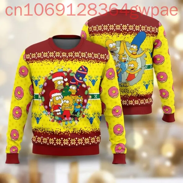 The Simpsons Ugly Christmas Sweater Homer Simpson Funny Bart Simpson Men and Women Sweater Vacation Family Outfit