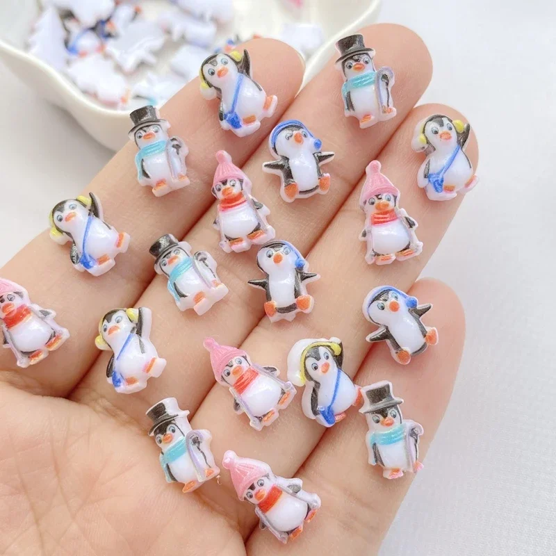 50Pcs Cute Mini Halloween Penguin Nail Art Resin Designer Charms Rhinestones DIY Craft For Nail 3D Decorations Jewelry