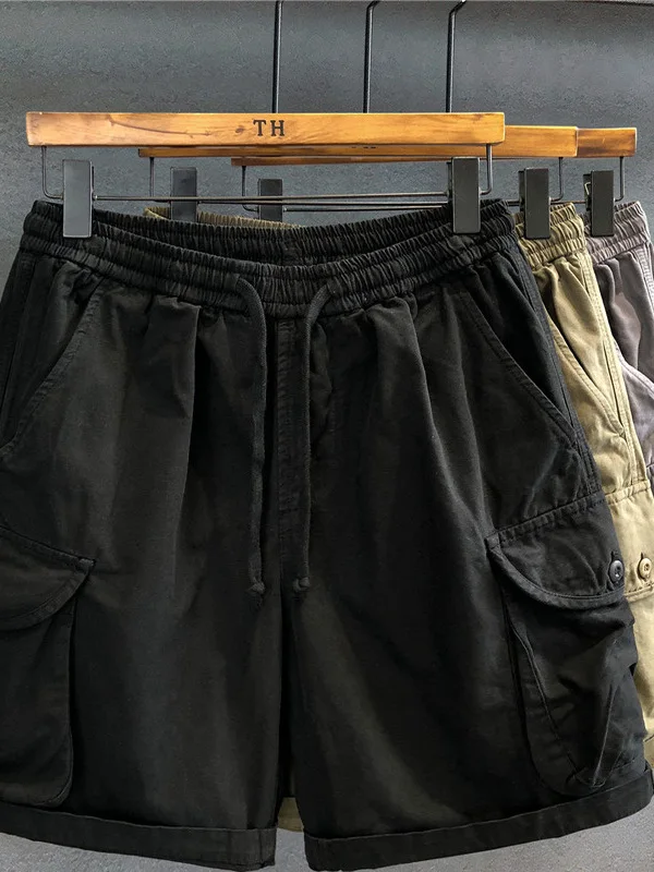 

Summer Thin Pure Cotton Workwear orts Men's Loose Fit Five-Quarter Lightweight Spor Casual Trousers Trendy Brand Tagkita
