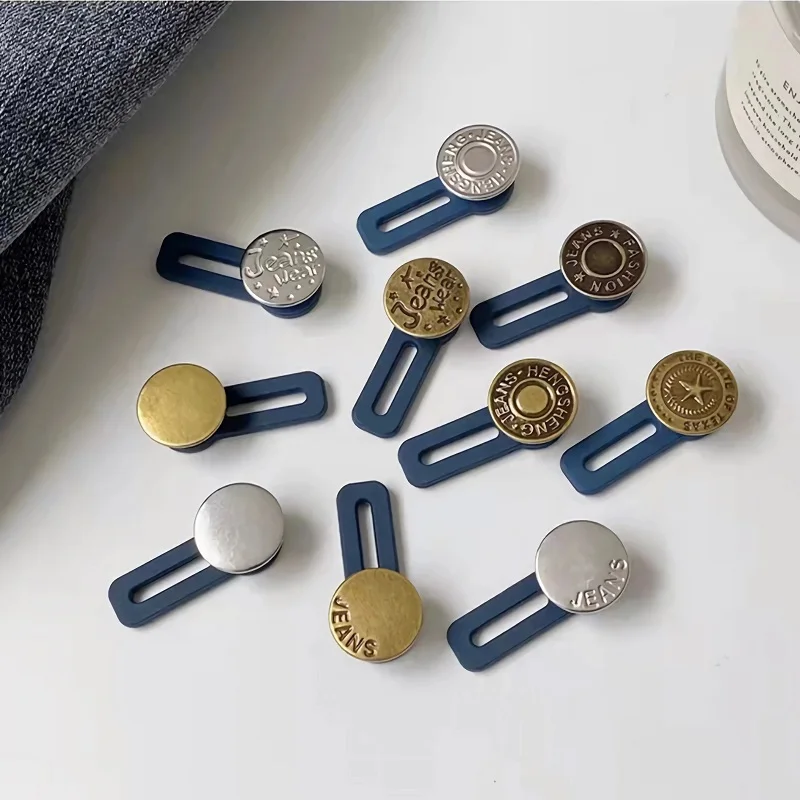 5-60PCS Magic Metal Button Extender for Pants Jeans Free Sewing Adjustable Retractable Waist Extenders Button Waistband Expander