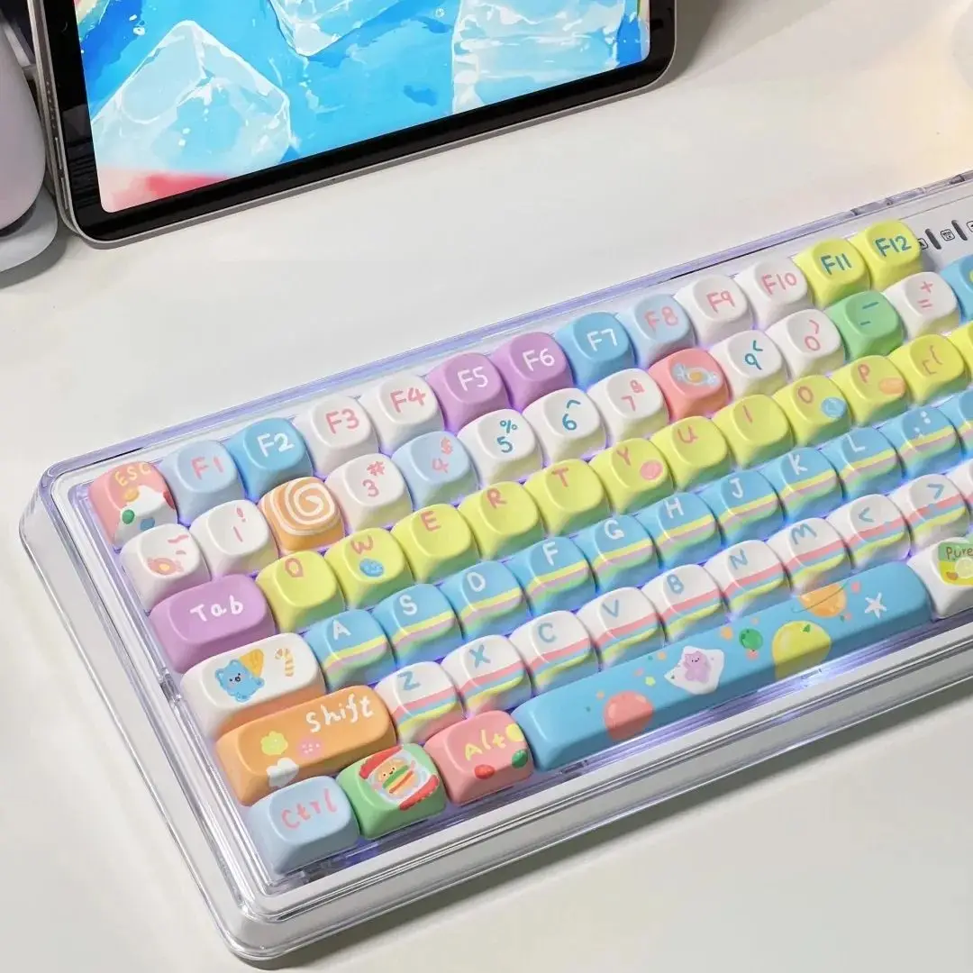 Cute Keycaps Alice PBT Keycap Candy Themed Keycaps XOA 136 Keys Square Thermal Sublimation Mechanical Keyboard 2.25 U 2.75U ANSI