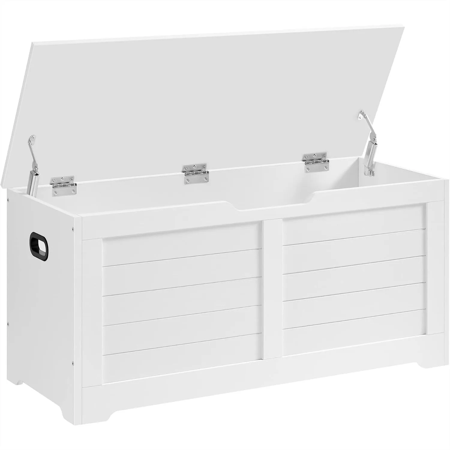 

Storage Chest with 2 Safety Hinges, Farmhouse Style, 15.7 x 39.4 x 18.3 Inches, for Entryway, Bedroom, Living Room, Cloud White