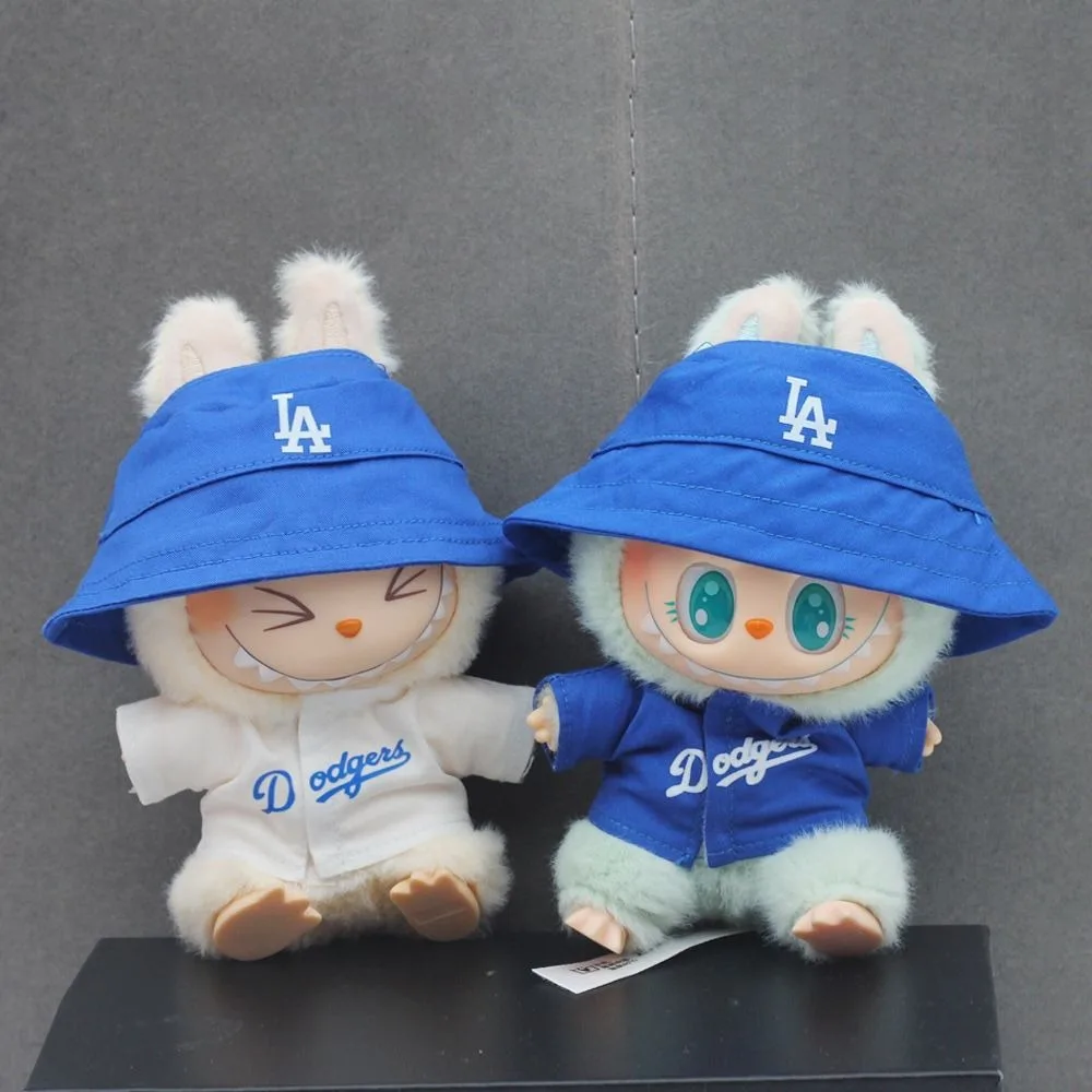 

For 17cm Labubu Doll Clothes Mini Doll Blue Hat T-shirt Dress Up Doll Accessories Sitting Party Changing Dress Game DIY Toys