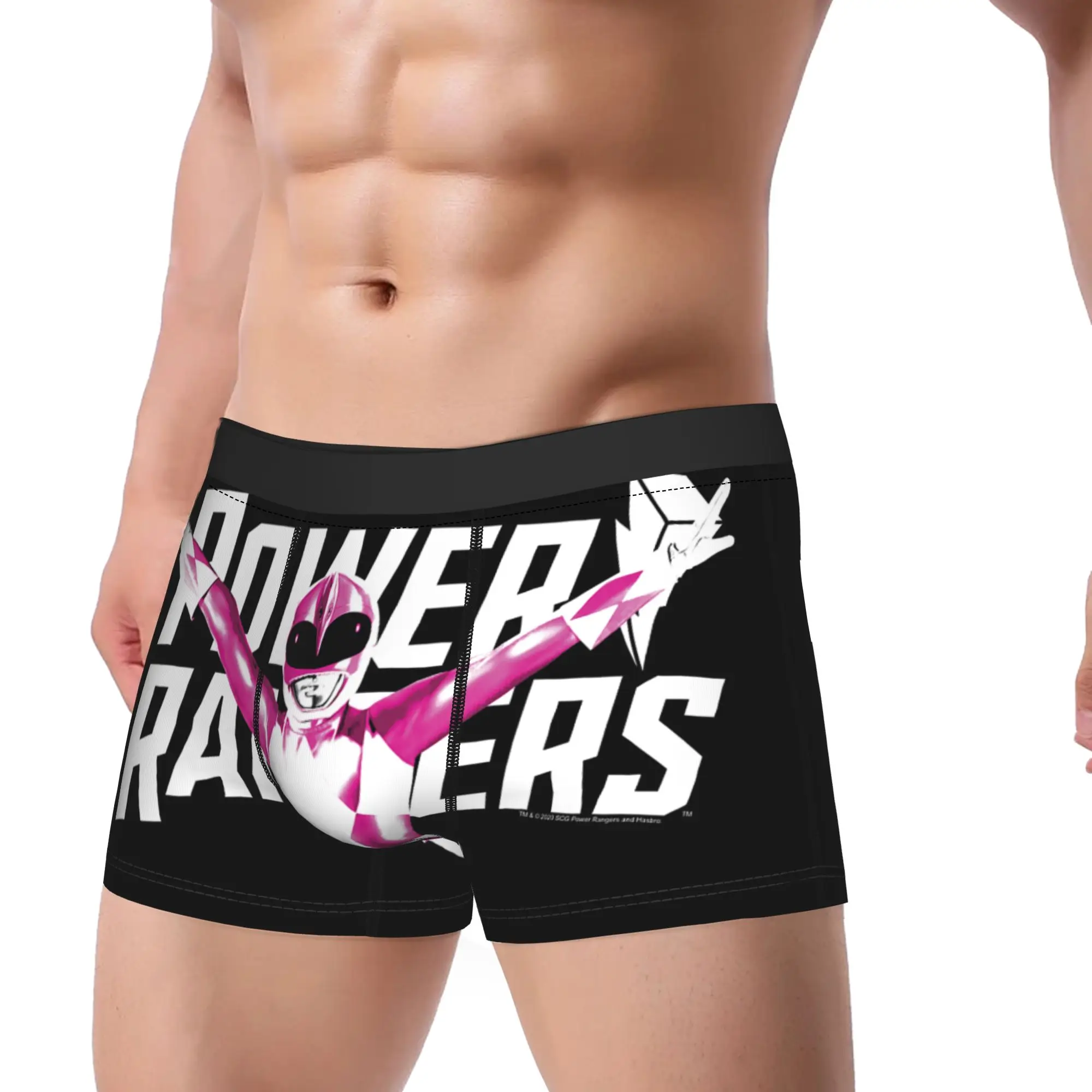 Power Rangers Pink Ranger Karate Action Pose Logo boxers  Underpants Homme Panties Ventilate Shorts Boxer Briefs