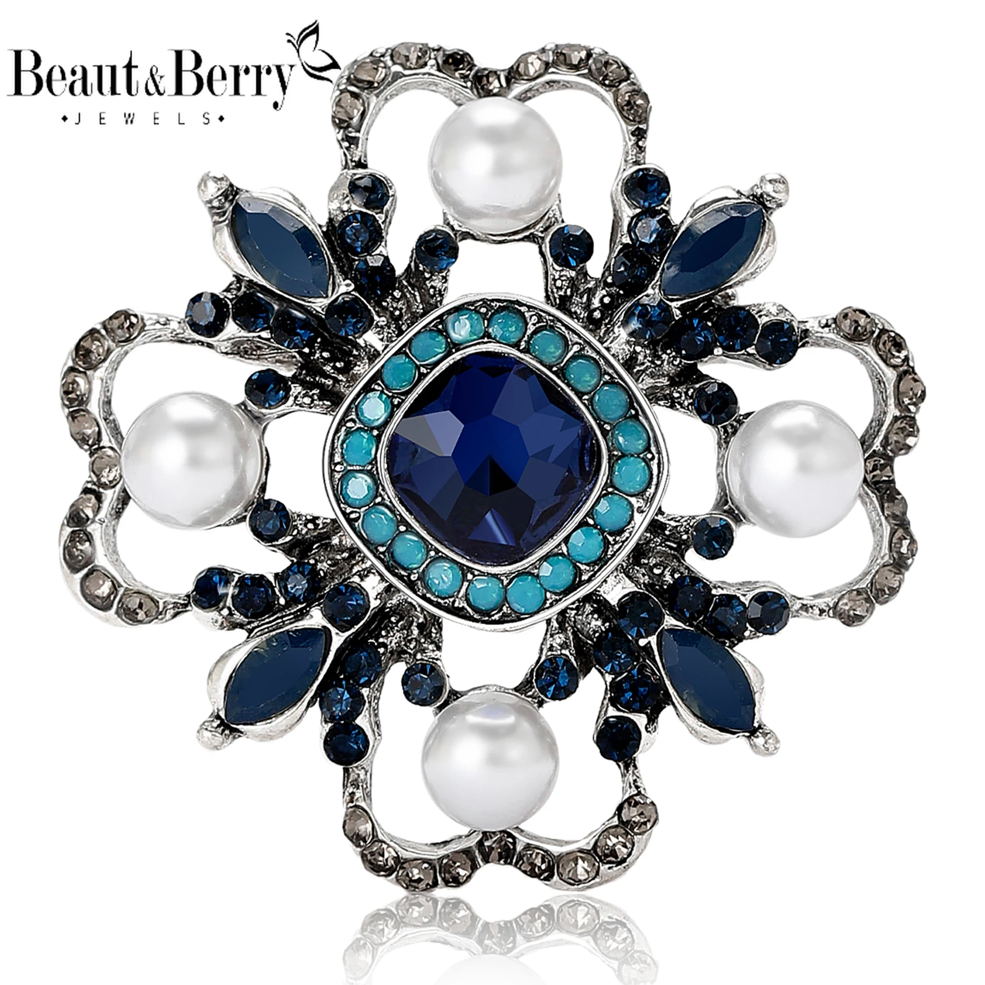 

Beaut&Berry Luxury Rhinestone Baroque Brooches for Women Unisex Vintage Pins 6-color Available Casual Party Accessories Gifts