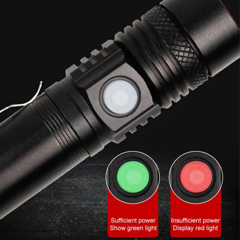 Mini Portable Super Bright Zoom Flashlight USB LED Recharge Aluminum Alloy Penlight Outdoor Camping Flashlight Cycling Light