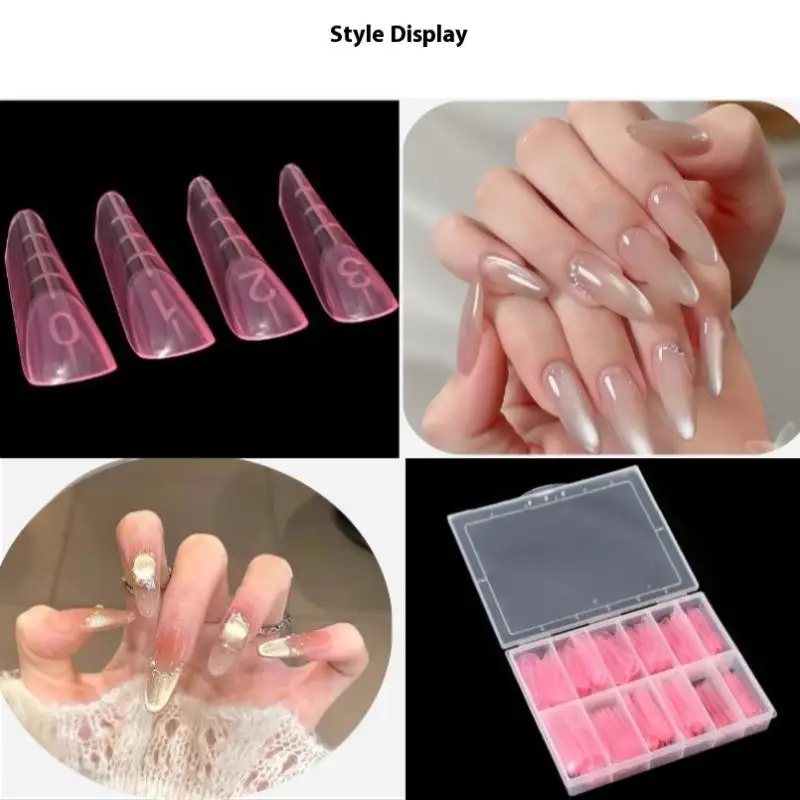 قالب أظافر فرنسي مع مقياس حافة داخل أطراف أظافر صناعية من الأكريليك، تمديد قالب جل سريع البناء، تمديد الشكل العلوي
