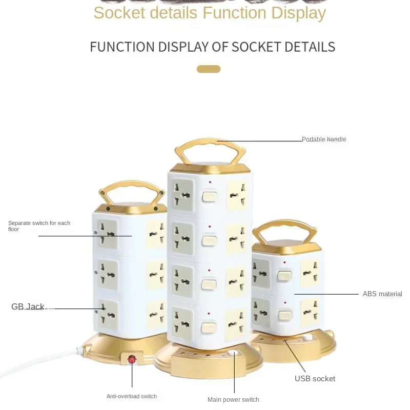 USB Household Desktop Power Board British Hong Kong Version Socket UK Power Strip Wiring Board Drag Board 2m 5m Extension Cable