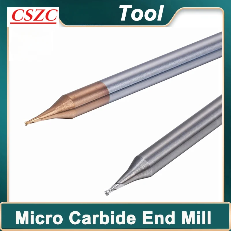 Micro Carbide End Mill HRC60 HRC55 2 Flutes 0.2-0.9mm TiAIN Micro Flat 4mm Shank Milling Cutter Mirco Carbide CNC Engraving