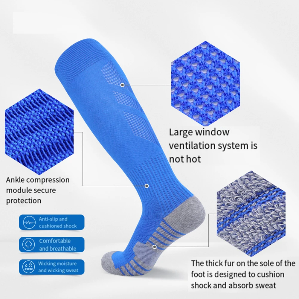 Calzini da calcio sportivi personalizzati all\'ingrosso di alta qualità con calzini da uomo da calcio con Logo antiscivolo