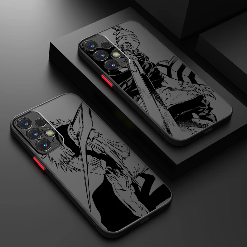 Anime Luxury Bleach Logo Art Frosted Translucent For Samsung Note 20 A35 A03 A54 A31 A22 A34 A14 A24 A04 A55 5G Soft Phone Case