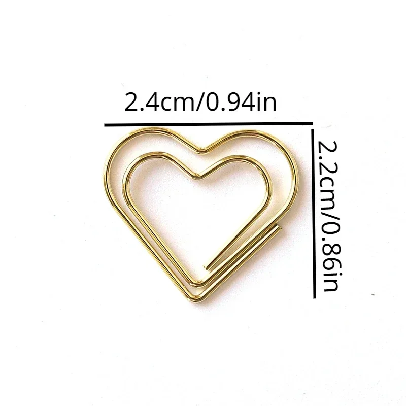 50pcs/set Metal Paper Clips Hearts Mini Binder Clip Bookmark Book BindingNote Decor Stationery School Office Binding Supplies