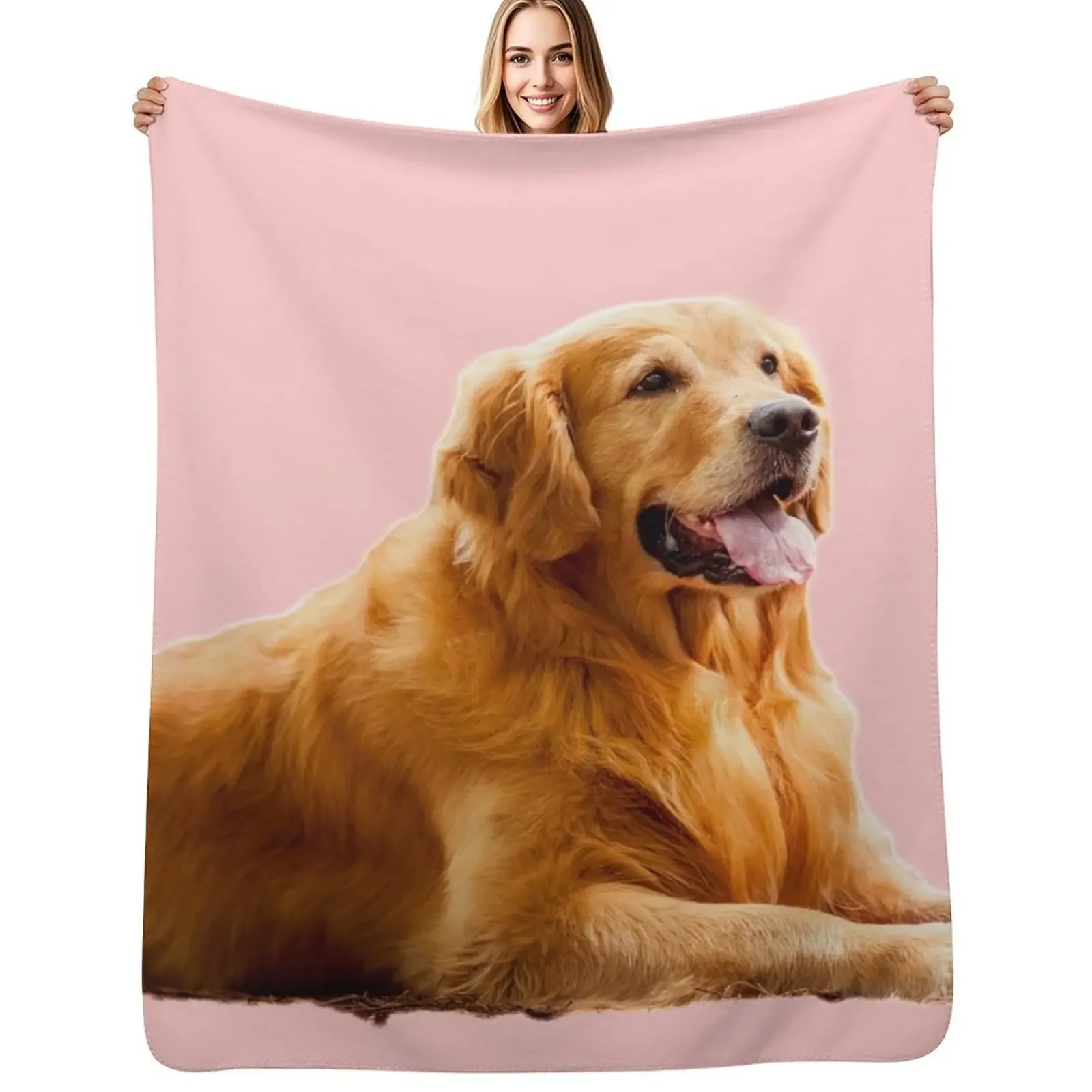 

Cute Smiling Golden Retriever Throw Blanket Hairy Bed linens Heavy Blanket
