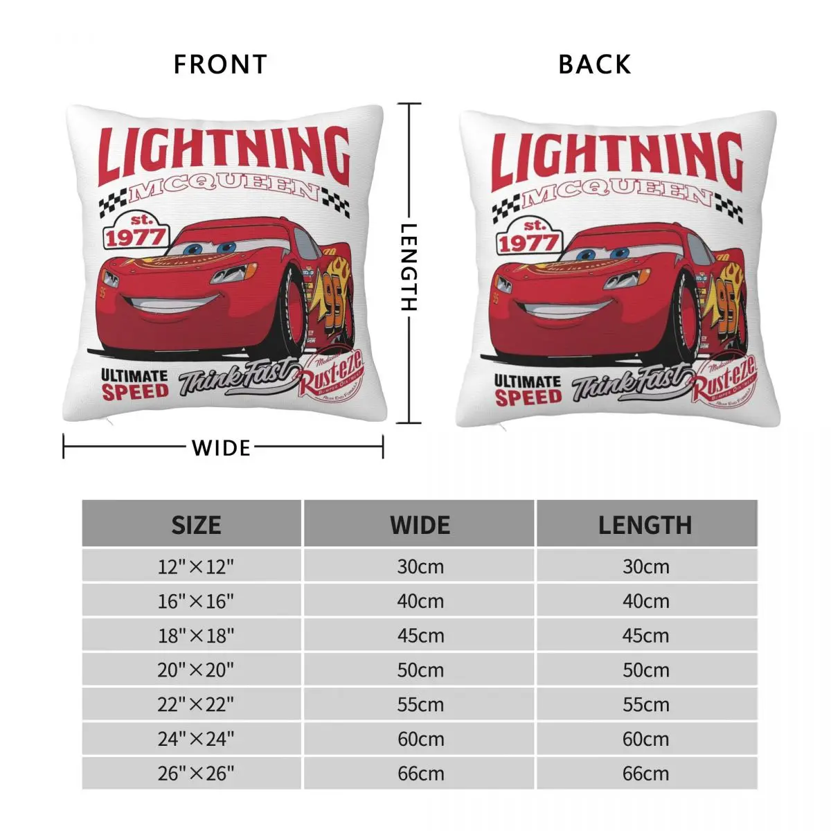 Retro Lightning McQueen Cars Pillowcase Double-sided Printing Cushion Cover Decorative Throw Pillow Case Cover Home Square 40X40