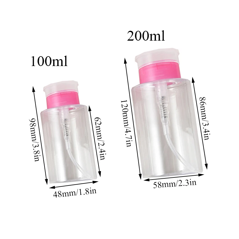 100 ml 200 ml Tragbare Reise Nachfüllbare Flasche Leere Kunststoff Nagellack Entferner Alkohol Flüssigkeit Presse Pump Spender Flasche