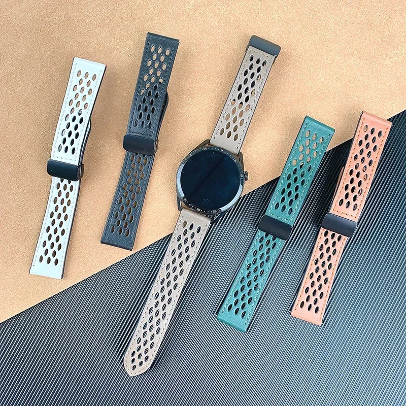 حزام جلدي مغناطيسي لساعة سامسونج جالاكسي 7 6 5 4 40 مللي متر 44 مللي متر سوار حلقة لساعة سامسونج 5Pro/4/6 كلاسيك 42 46 43 47 مللي متر